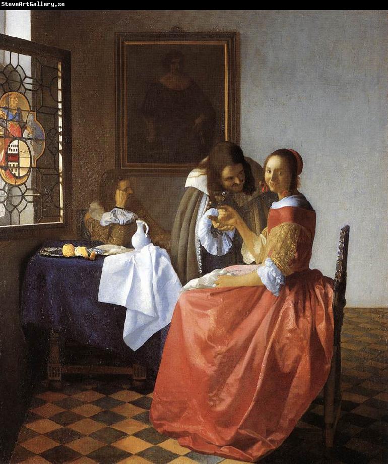 Jan Vermeer A Lady and Two Gentlemen